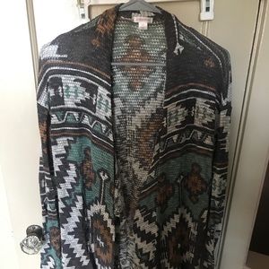 Print open cardigan